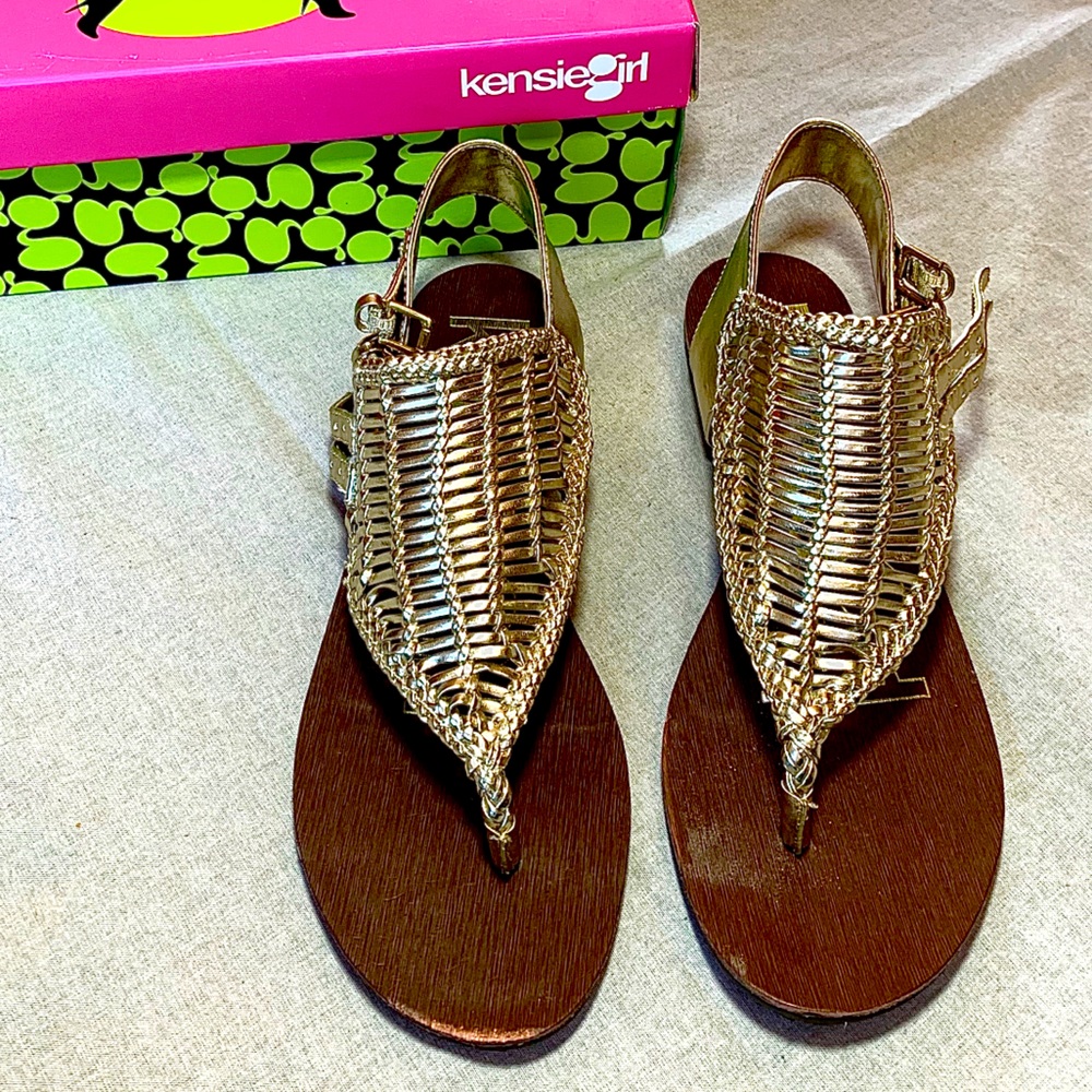 2/$20 Gold Strappy Woven Sandals